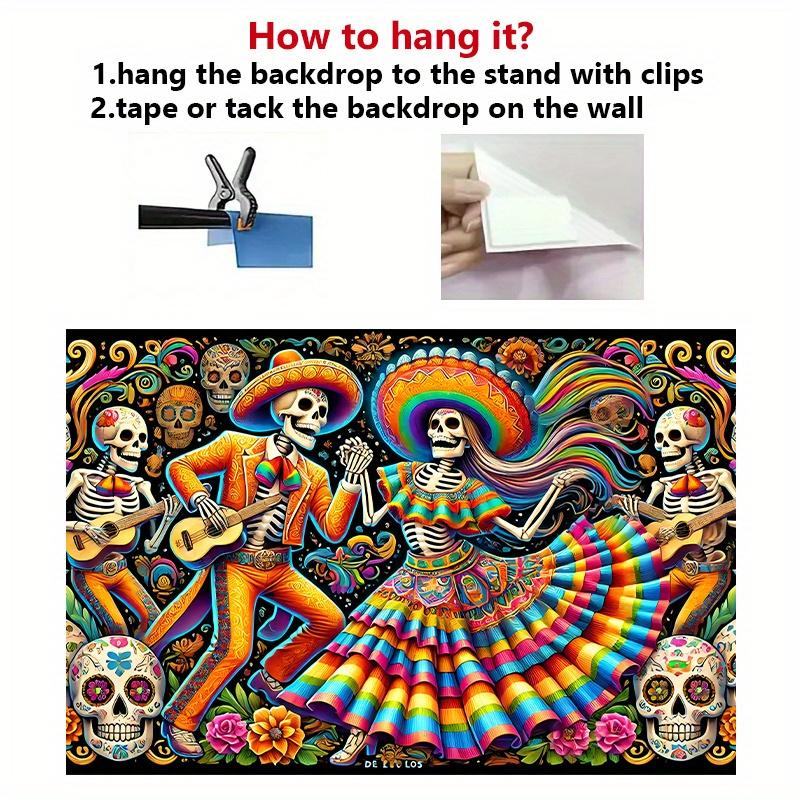 1 piece of background banner polyester fabric wall covering for the Mexican Death Dance.PMJ