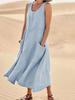 Sleeveless Round Neck Cotton Dress for Women - Spring/Summer Collection