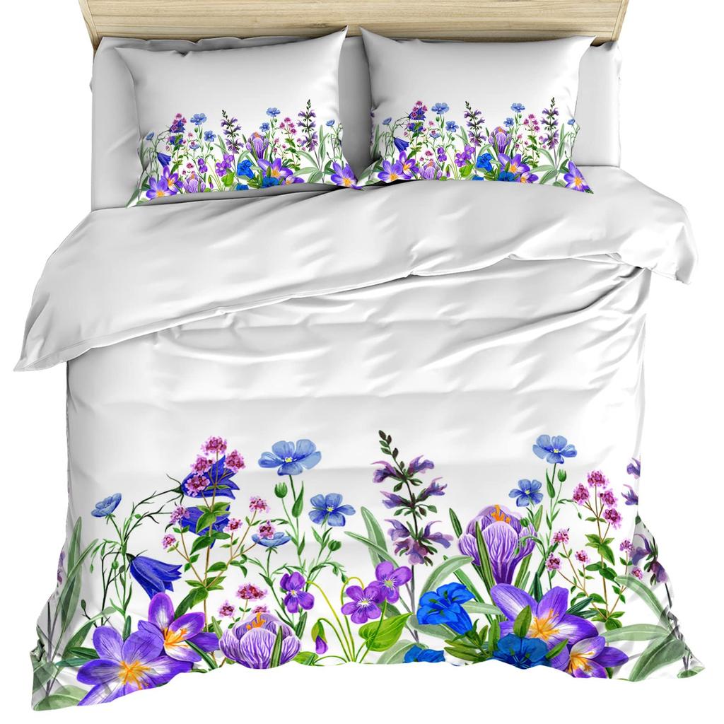 Chic Spring Flower Duvet Cover Vintage Flowers Comforter Cover Microfiber Garden Floral Bedding Set Full Queen Size Bedclothes