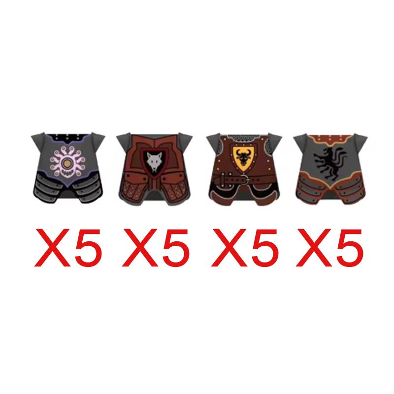 MOC Medieval Building Blocks Character Accessories Shields Armor Vests Warhorses Flags Set Mounts Toy Gifts Compatible Bricks