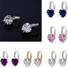 Charming Women Copper Plated Heart AAA Zircon Girl Ear Hoop Earrings Ladies Jewellery Ear Stud Clip