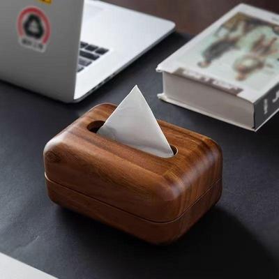 Vintage Style Wood Tissue Box Desktop Tissue Case Office Bedside Table Decoration Storage Box Kitchens Accessories