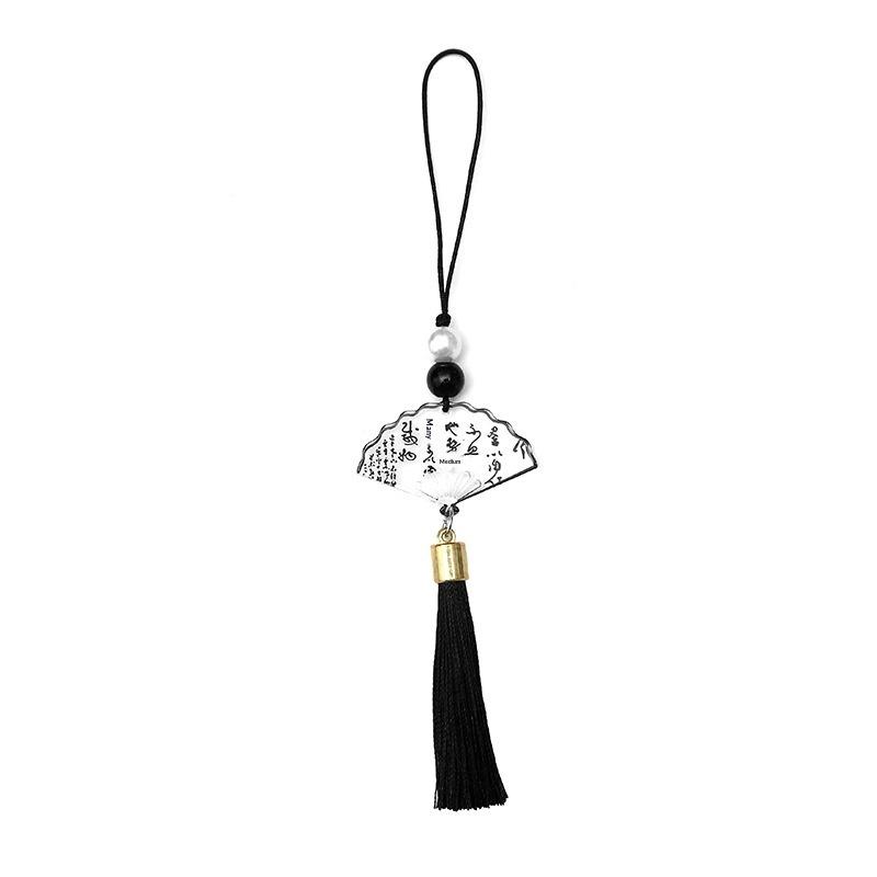 Calligraphy Fan Ring Butterfly Style Retro Vintage Phone Link Decoration Bag Pendant For Daily Elegant Bag Hanging Accessories
