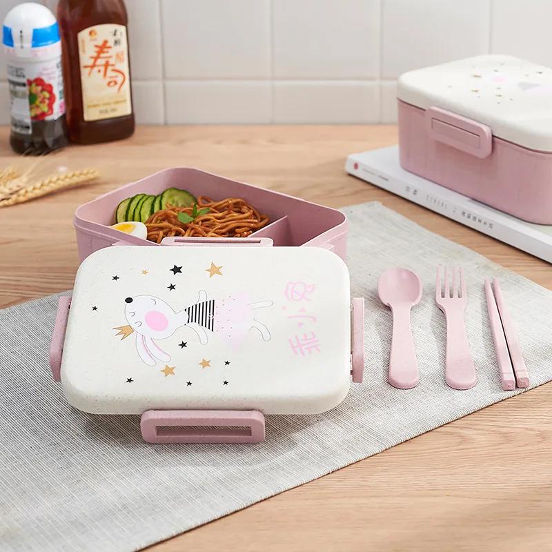 Cute Cartoon Lunch Box Microwave Dinnerware Food Storage Container Children Kids School Office Portable Bento Box