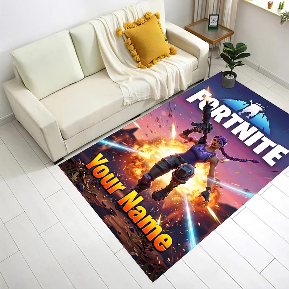 Fortnite Customized Name Floor Rug Office Rug Design for Living Rooms Foyer Dining Room Hallway Anti-slip Rug Anime Office Decor