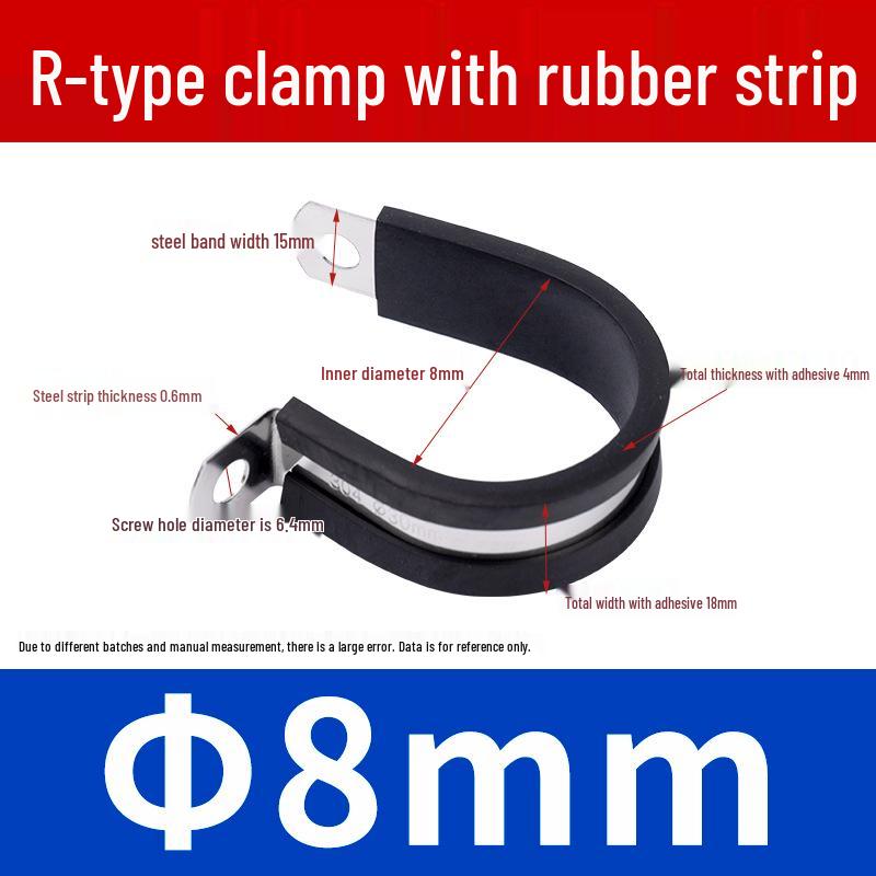 Stainless Steel R-Type Rubber Strip Shock-Absorbing Pipe Clamp