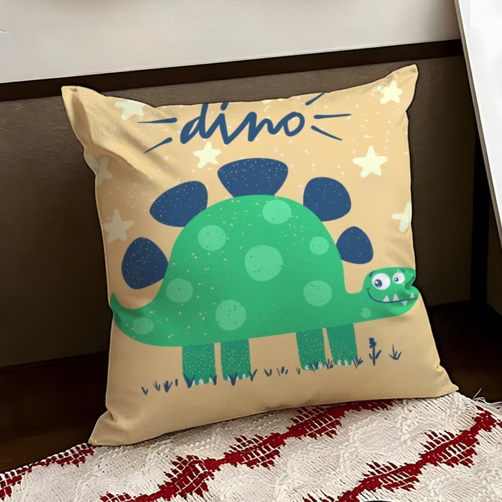 Urocza Kreskówkowa Poszewka na Poduszkę z Dinozaurem Dwustronna Miękka Trwała Poszewka na Poduszkę do Domu Samochodu Wieloscenariuszowe Zastosowanie dla Codziennego Komfortu