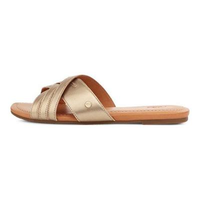 Sandali a fascia incrociata in pelle comodi per donna Calzature Metallico 1142712-GLDM