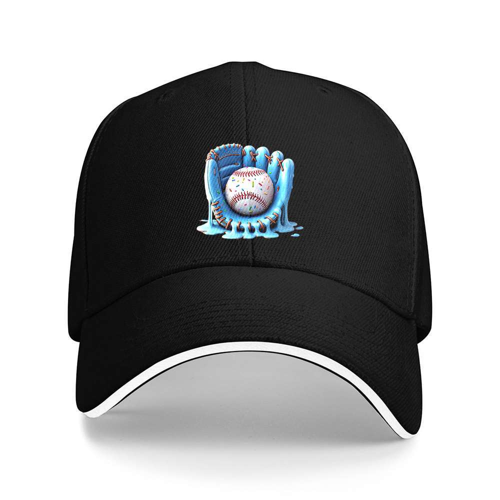 Sprinkle Donut Baseball Glazed Mitt Graphic Black Baseball Cap Adjustable Casual Sports Hat