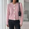 Women's Fashion Knit Cardigan Sweater with Flower Buttons