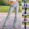 Damenjeans, elastisch, schmale Passform, ausgestelltes Bein, mittlere Taille, einfarbig, lange Hose, lässige Jeanshose für den Alltag zum Pendeln