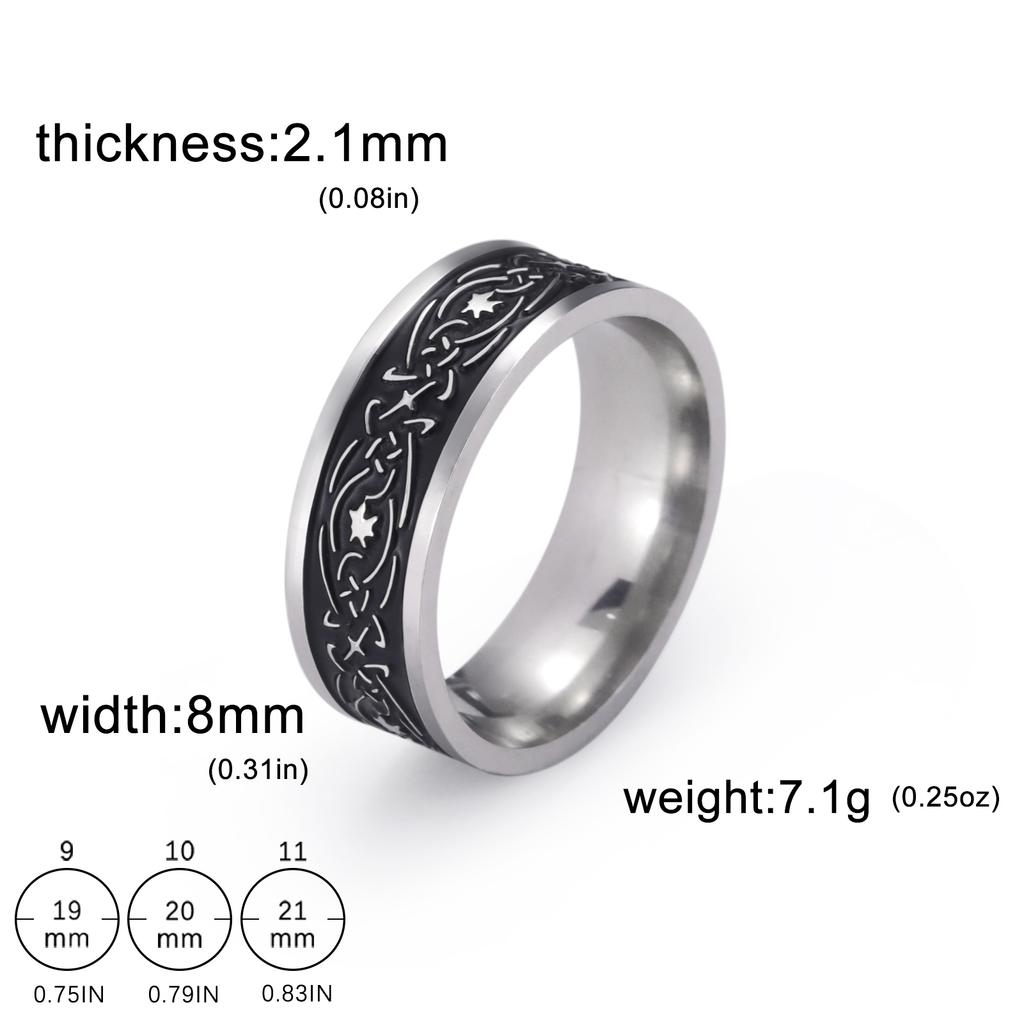 Stainless Steel Ring for Men Women 8MM Wide Geometric Casual Finger Rings Jewelry Wedding Gift for Lover