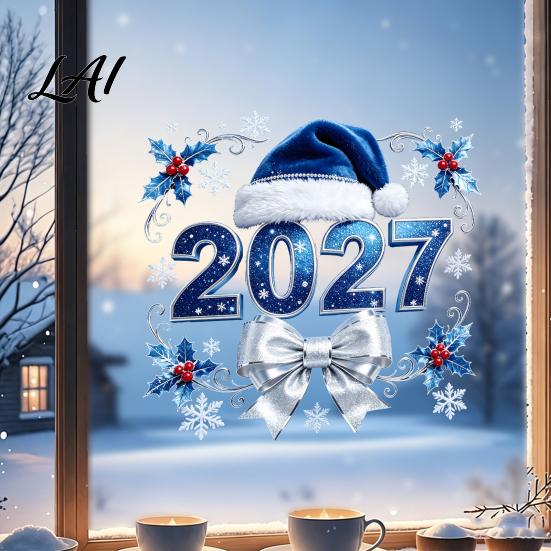 Winter Theme Party Decor 2027 New Year Christmas Static Window Cling Glue‑Free Snowflake Glass Decorations Sticker Reusable Holiday Stickers