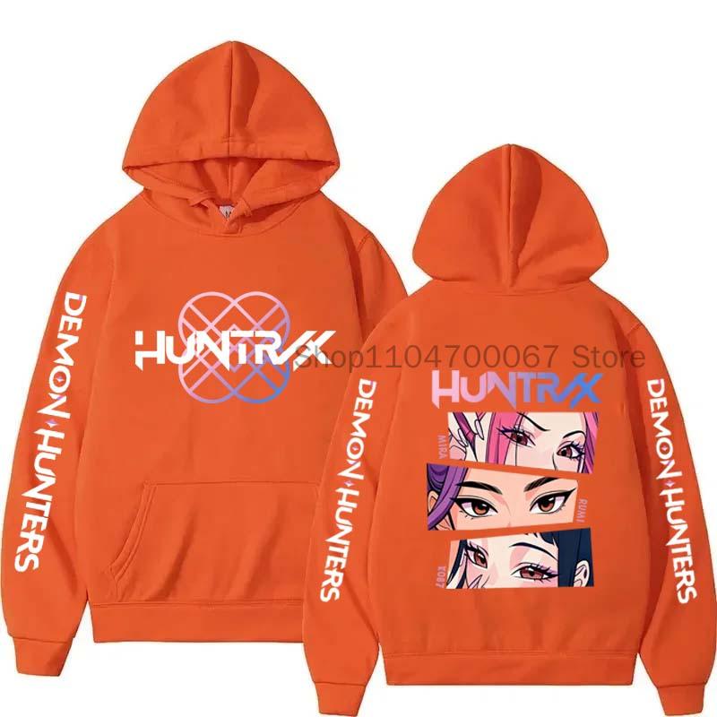 Harajuku Kpop Demon Hunters Bluza z kapturem z grafiką Mira Rumi Zoey Huntrix Nadruk Pulower z kapturem Mężczyzna Kobieta Prezent dla fanów Casualowa bluza