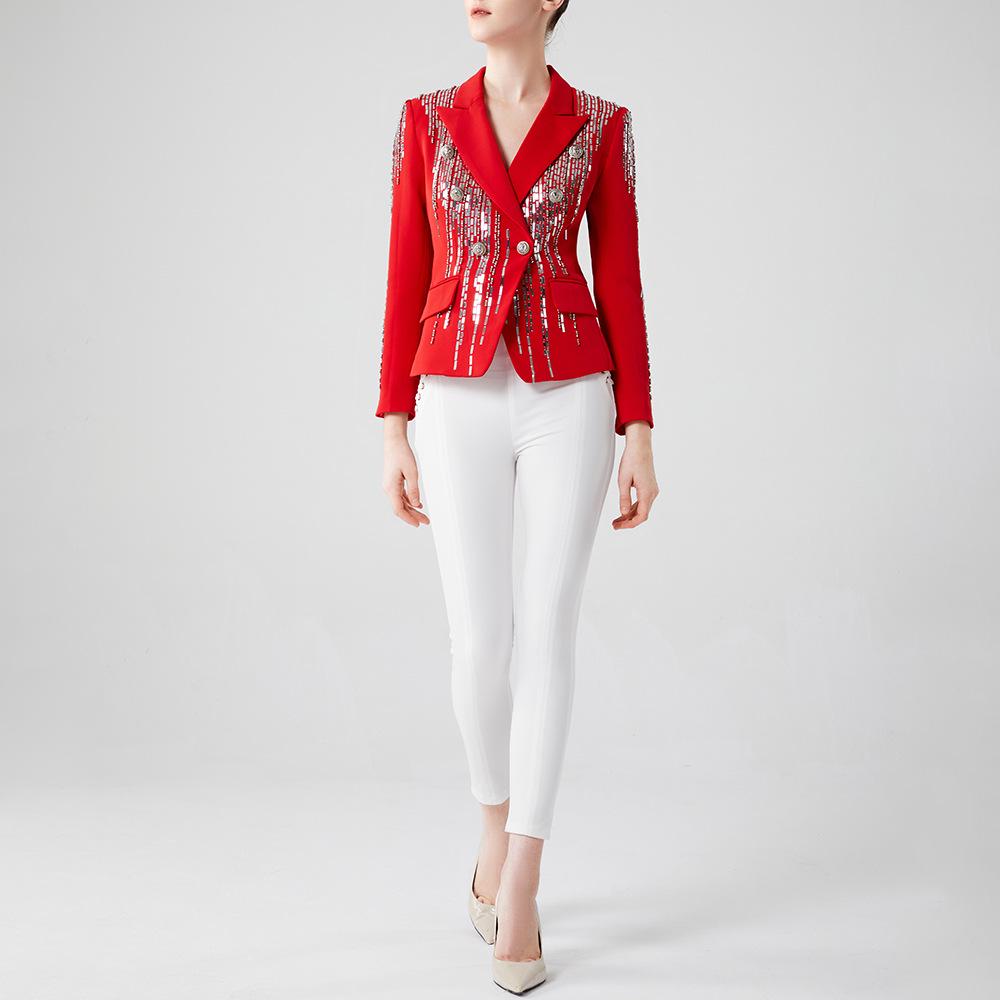 2023 Early Autumn Women's Luxurious Sequin Beaded Blazer – European & American Style