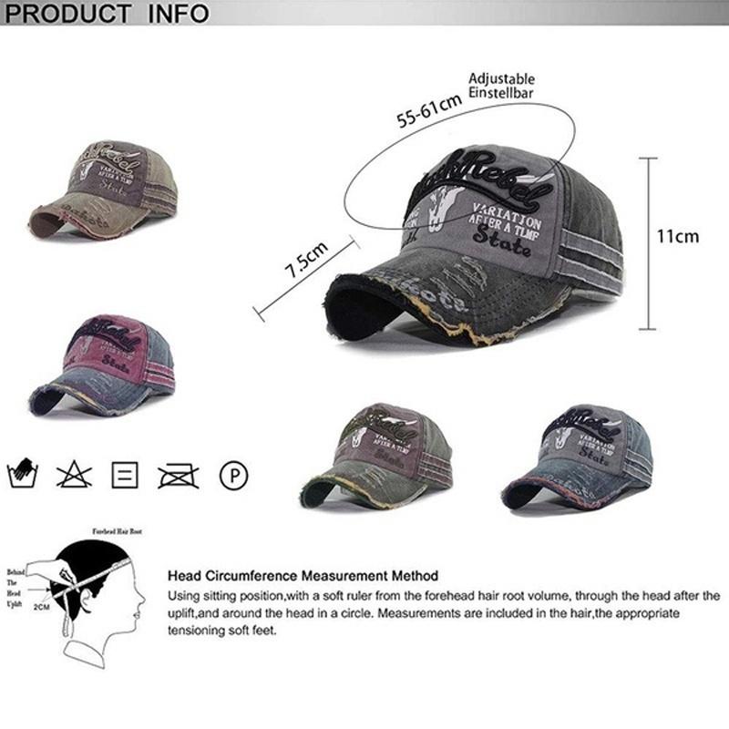 Cap Summer Cap Vintage Cotton Baseball Cap Unisex Distressed Snapback Trucker Hat