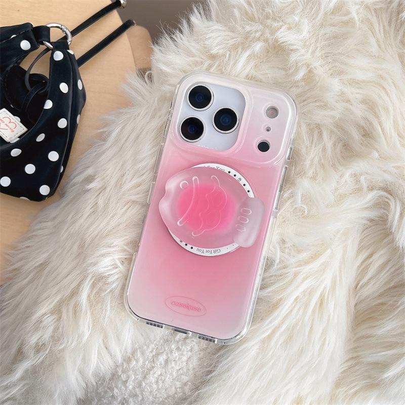 Korean Style Solid Color Taiyaki Magnetic Stand Phone Case for iPhone 17/16 Pro Max/15/14