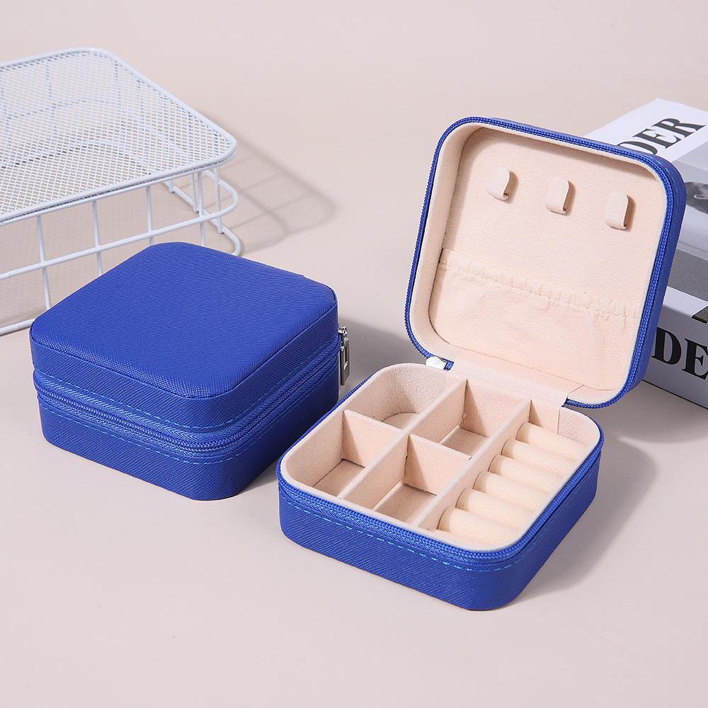 Mini-Schmuckaufbewahrungsbox, Reise-Schmuckschatulle für Ohrringe und Halsketten, kompakte Ringverpackung, Reißverschluss, Clamshell-Schmuckschatulle