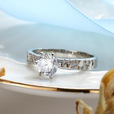 Modische Metallringe mit Zirkonia-Steinen für Damen und Mädchen, Sterling-Silber Hochzeitsmarke Verlobungs-Versprechensring Jubiläumsparty-Geschenk