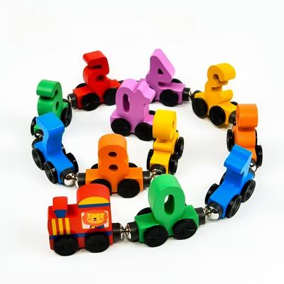 12 Magnetic Digital Train Building Block Assembly Educational Children's Wooden Toys 2-year-old Baby Early Education Start