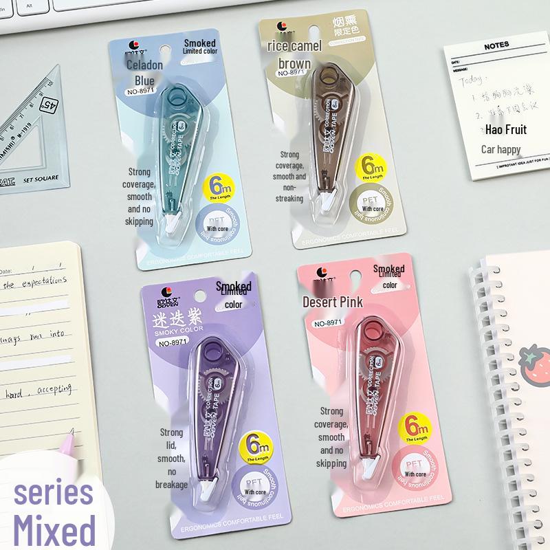 Simple Smoky Morandi Mini Transparent Correction Tape - 6m Portable Student Stationery 6m