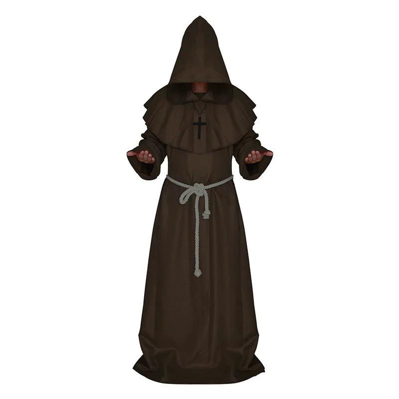 Halloween Medieval Monk Costume Wizard Priest Robe Shawl Set For Costume Parties And Themed Events
