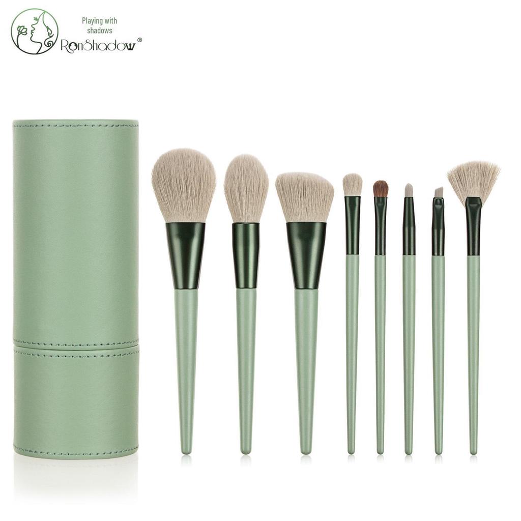 Nongying 8-Piece Animal Hair Makeup Brush Set with Storage Bucket for Beginners