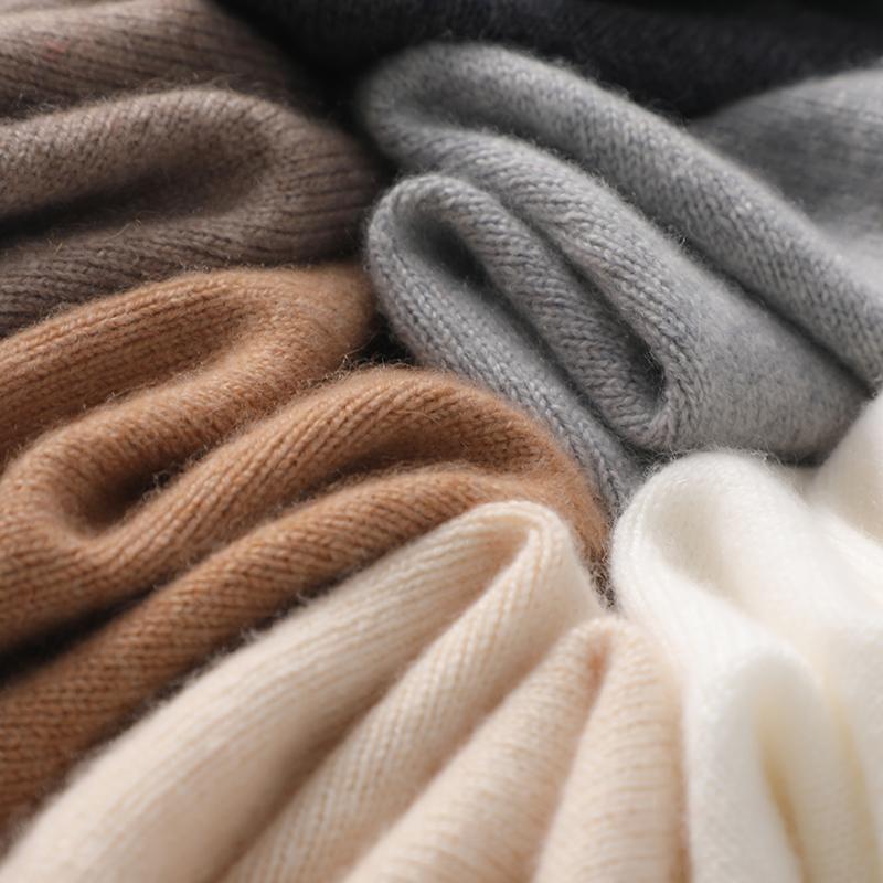 Winter 100% Cashmere Knitted Unisex Warm Hat High Quality Solid Leisure Sleeve Hat Men's And Women's High Quality Hat