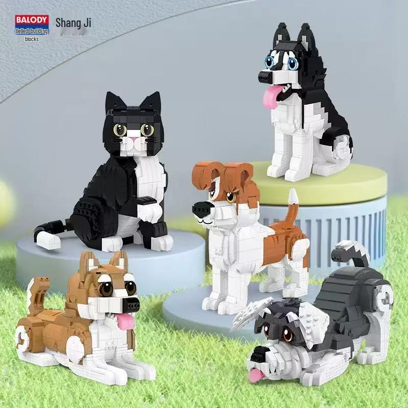 BeleDi Adorable Pet Building Blocks: Husky, Cat, Dog Educational Toy & Gift