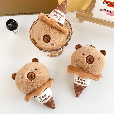 Süße Eistüte Capybara Plüsch Puppe Spielzeug Kuscheltiere Schlüsselanhänger Tasche Anhänger Girly Herz Schlüsselanhänger Hängende Verzierung Accessoire Geschenk