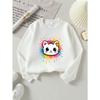 Kids Sweatshirt,Colorful Kitty Splash Design Crew Neck Fashion Sweatshirt, Autumn and Winter Top, Children's Sweatshirt