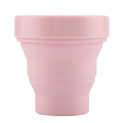 Faltbarer Tragbarer Leichter Silikonbecher mit Deckel für Wasser Kaffee(Rosa)