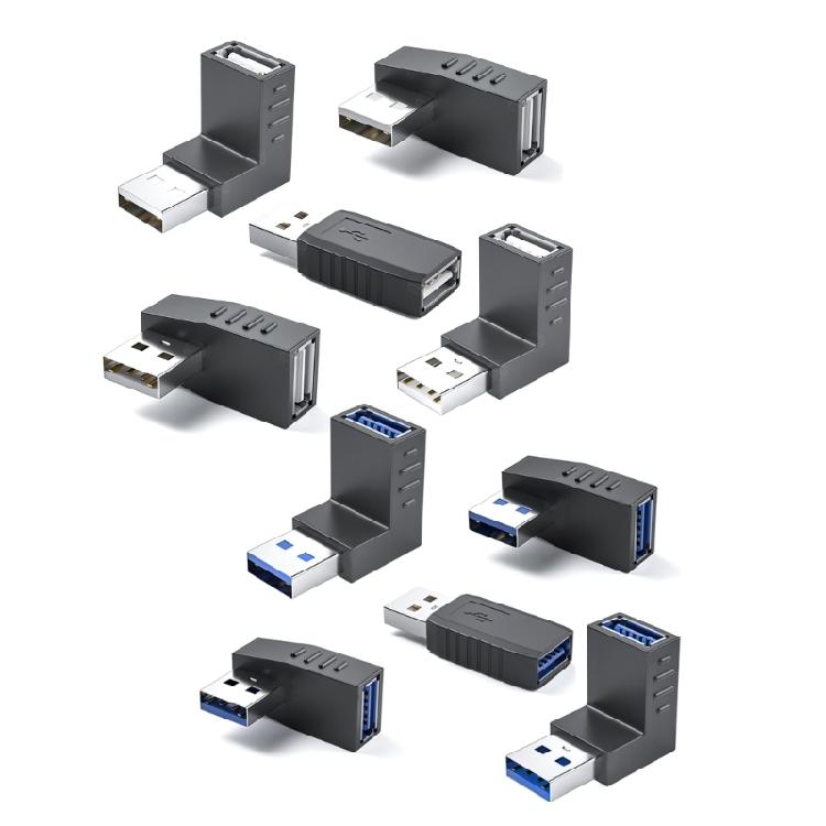90 Degree USB 3.0/2.0 Female to USB 3.0/2.0 Male Adapter Converter Extender 10Gbps Data Sync Adapter for Laptop Phone