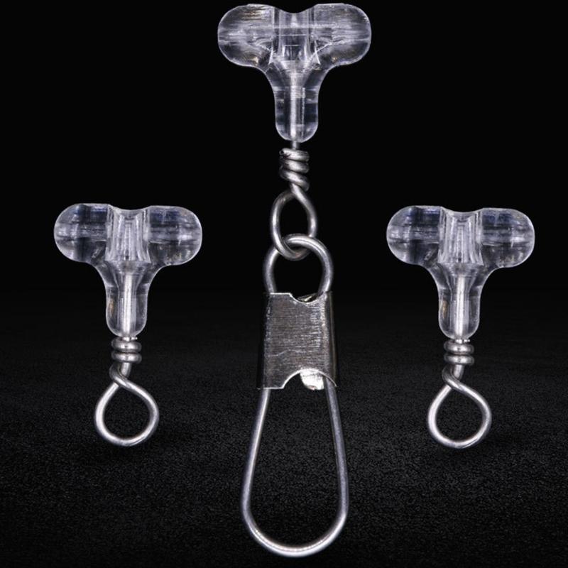 50Pcs Clear Oval Double Hole Beads Fishing Beads B Type Pin 3 Way Connector Quick Installation Fishing Gear Tackle