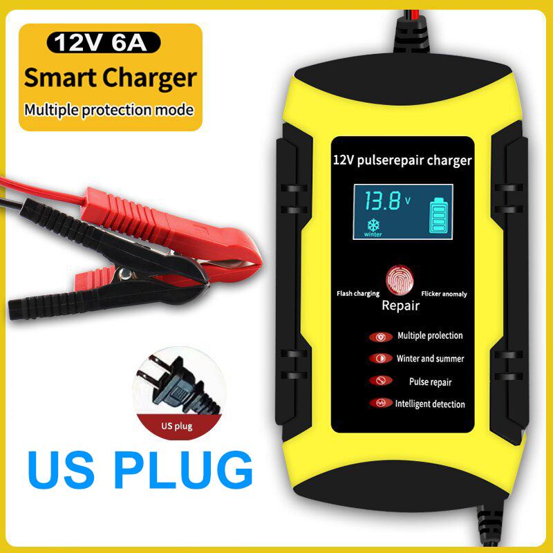 

Автомобильное зарядное устройство для аккумулятора, полностью автоматическое, 12 В, 6 А, интеллектуальное, быстрое зарядное импульсное зарядное устройство для Agm Gel, свинцово-кислотных аккумуляторов с ЖК-дисплеем