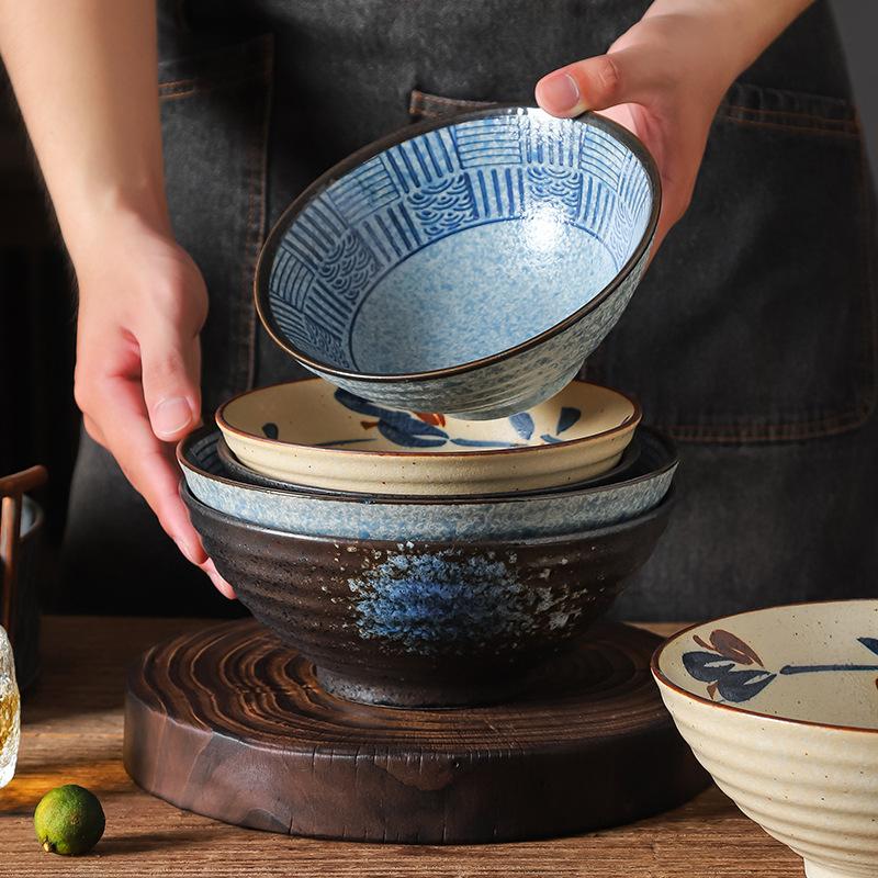 Japanese Noodle Bowl Household Kitchen Restauran Fresh Fruit Salad Rice Lamian Noodles Soup Ramen Bowl Decorative Tableware