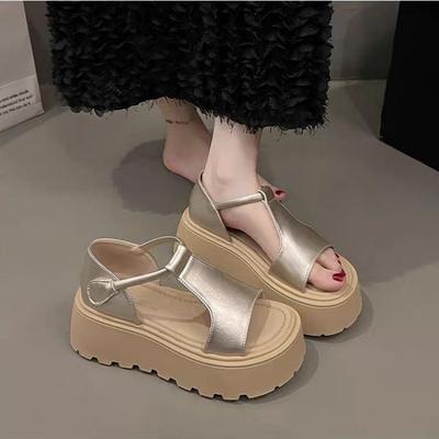 Sandali Donna Zeppa Piccola Nuovi Stile Estivo Sandali Romani Versatili Sandali da Spiaggia con Tacco Alto da Abbinare alle Gonne