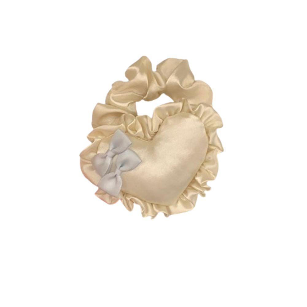 

Sweet Love Heart Scrunchie High Resilience Bowknot Hair Ring Fashion Bow Hair Tie Hair Ornament white-heart