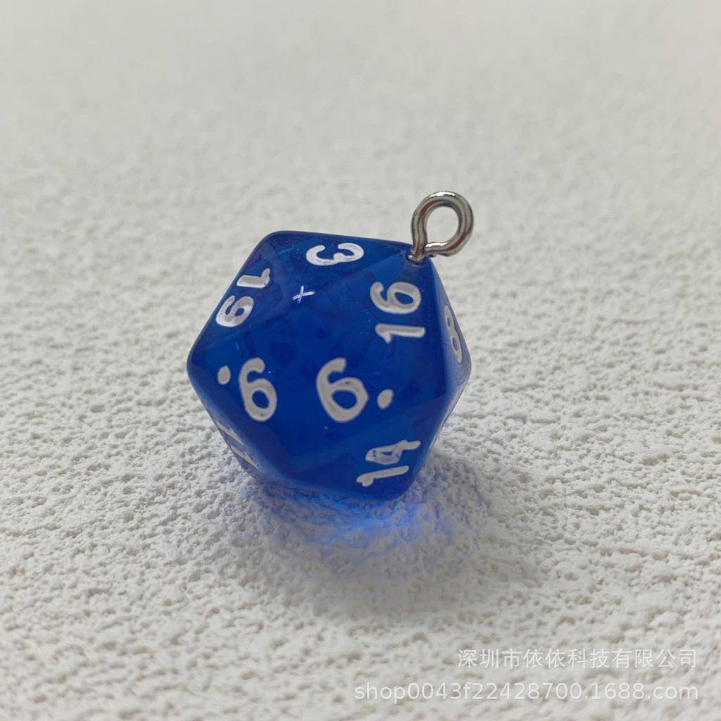 Manufacturer's real shot 20-sided sieve dice transparent solid color multi-sided dice bag pendant earrings keychain DIY accessories