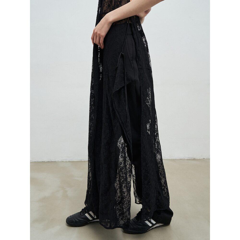 Anggae Lace Hooded Layering Dress Black