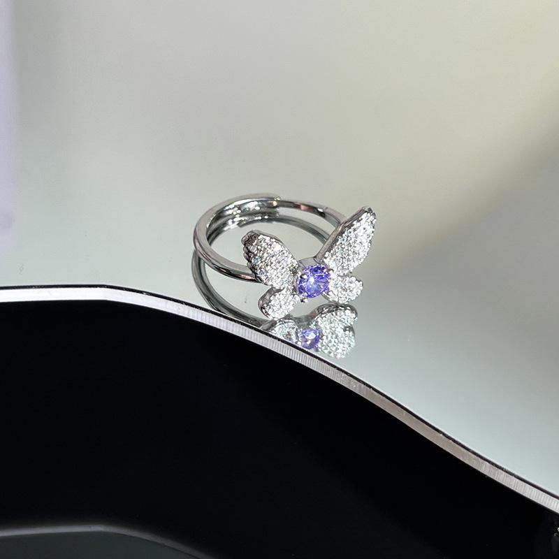Hot Selling Classic Purple Stainless Steel Rings for Women's Exquisite Advanced Sense Light Luxury Sweet Cool Niche