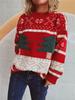 Christmas sweater women's casual round neck knitted Christmas tree cartoon jacquard holiday New Year sweater 3517 KTB