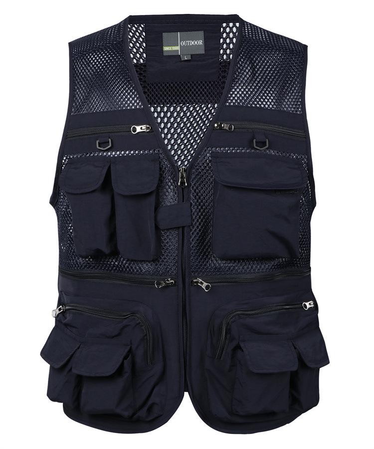 Summer Mesh Vest for Middle-Aged and Elderly Men - Multi-Pocket Sleeveless Fishing & Photographer Jacket