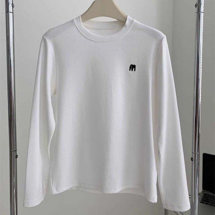 Korean-Style Embroidered Women's Thickened Long Sleeve T-Shirt