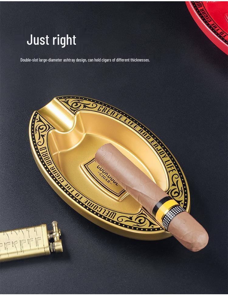 Elegant Dual Slot Melamine Cigar Ashtray - Lightweight and Portable Smoking Accessory