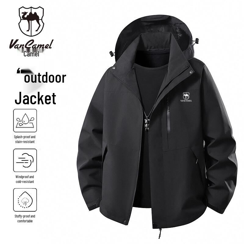

VANCAMEL Men s Hooded Outdoor Windproof Waterproof Jacket 5XL
