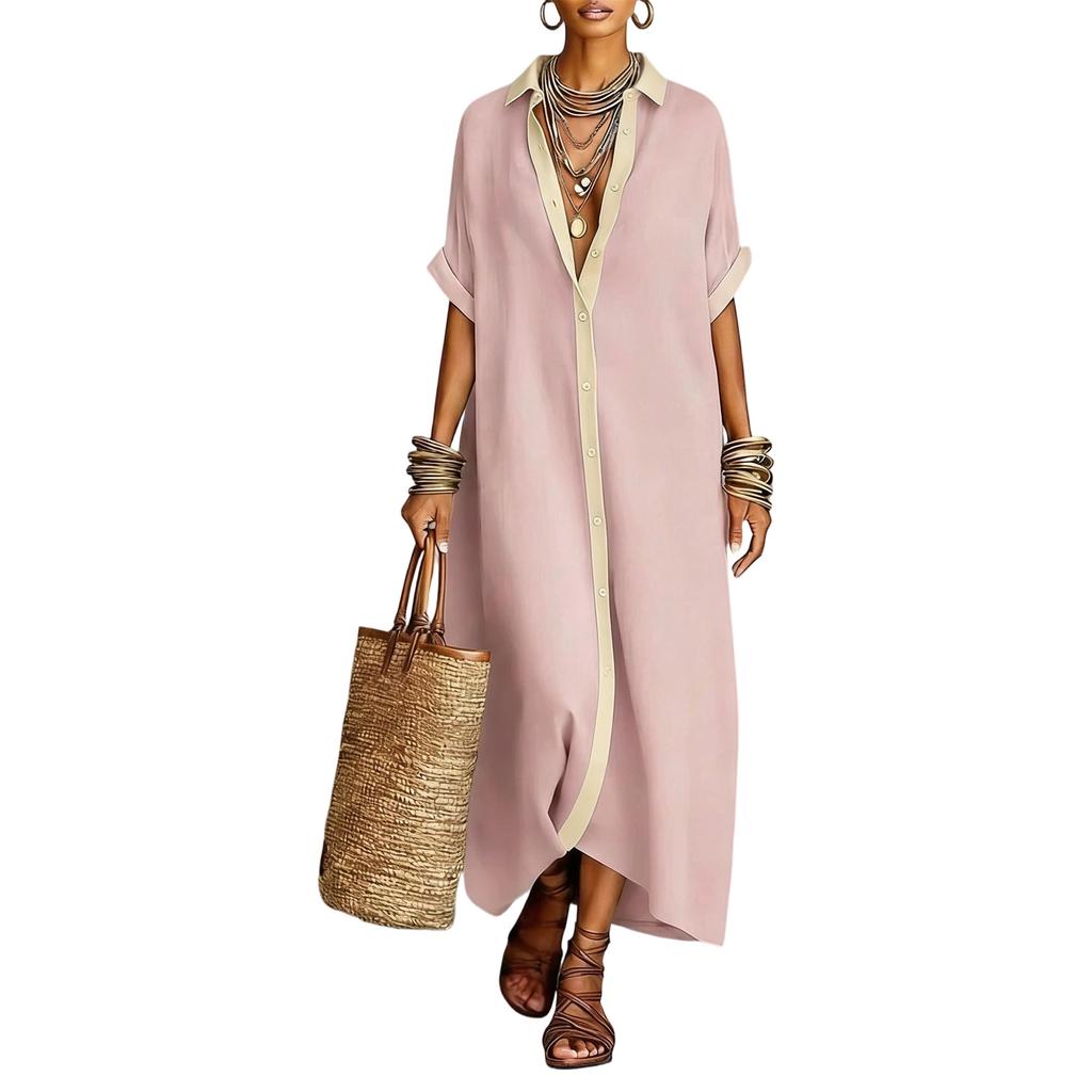Women Dresses Summer Casual Short Sleeve Button Down Shirt Dresses 2026 Beach Cover Up