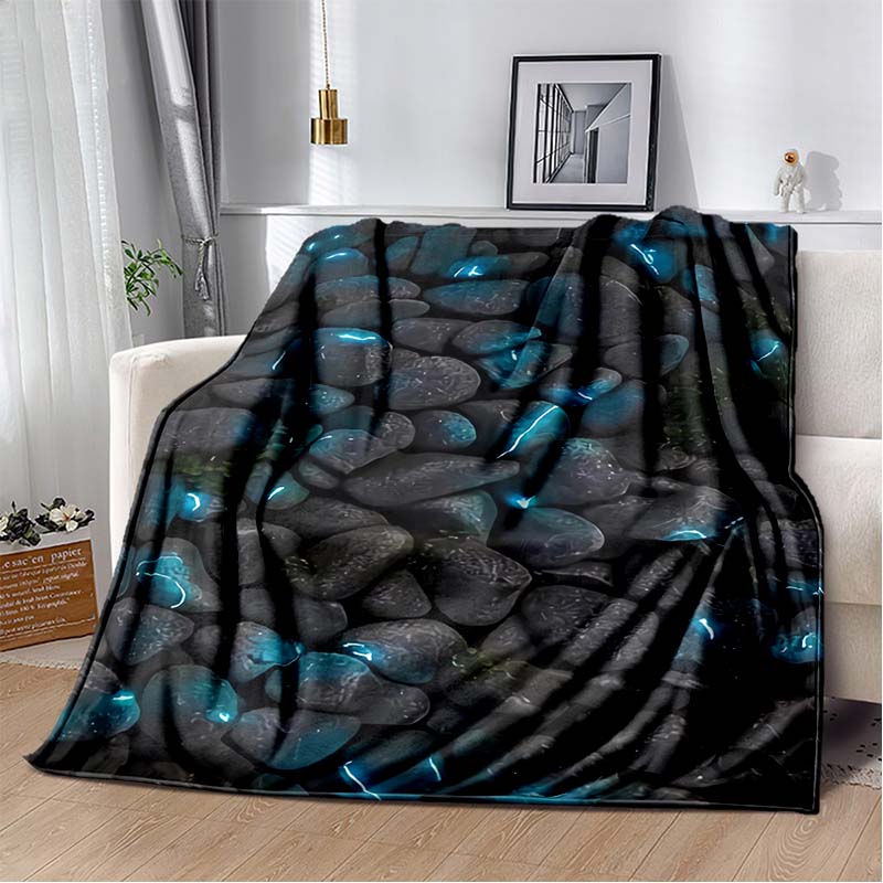 3D Fashion Wave Pebble Starfish Cartoon Flannel Blanket Sofa Bed Bedroom Warm Portable Exquisite Extra Large Warm Blanket Gift