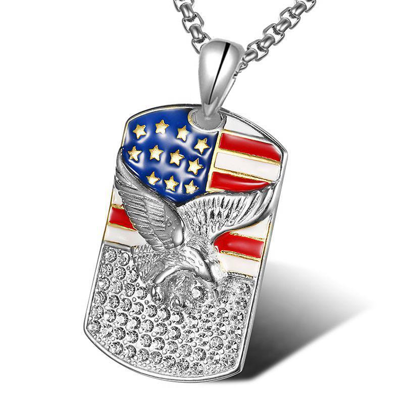 European and American hip hop HIPHOP jewelry, American eagle pendant necklace серебряный