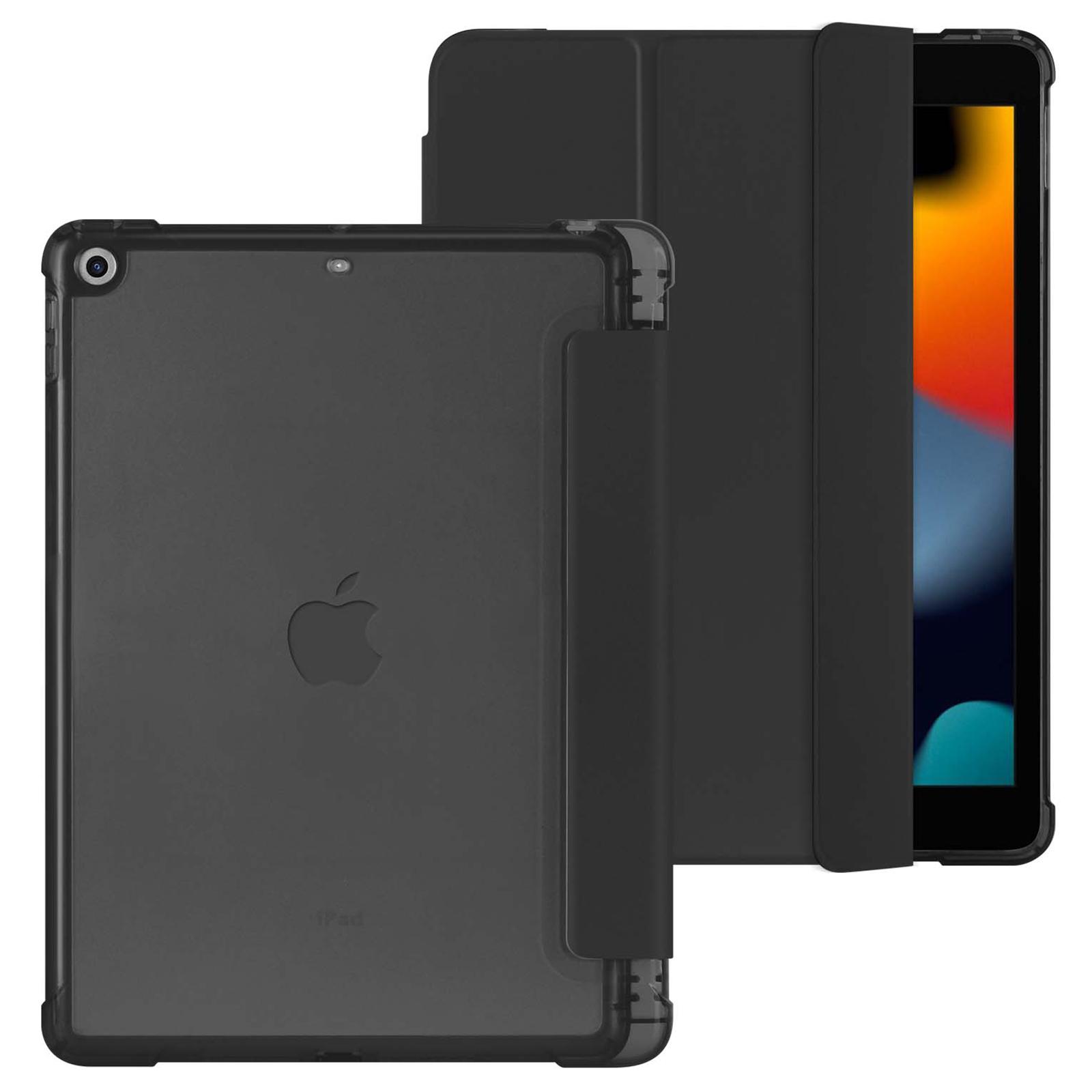 

For iPad 10.2 (2021)/(2019)/(2020) Case Tri-Fold Stand Leather Tablet Cover with Pencil Holder Black